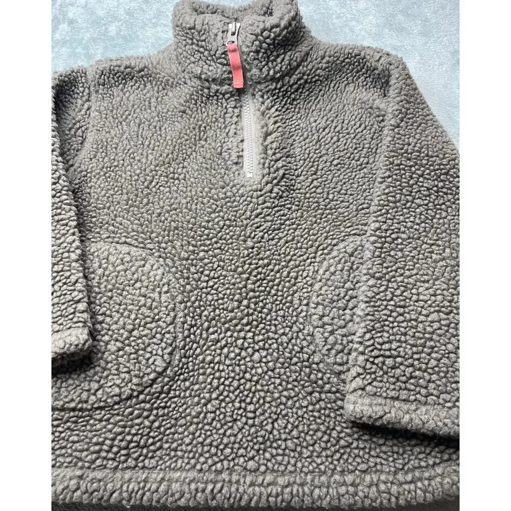 Mini Boden Kids Gray Sherpa Fleece 1/4 Zip Pullover Sweater Size 5-6Y 21162